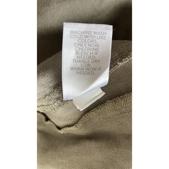 Pure Jill Pull On Linen Pants Women's Medium Olive Green Crop Cuffed Boho Beach - Picture 12 of 12